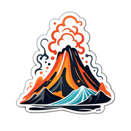 volcano erupting SVG PNG design with clean design elements
