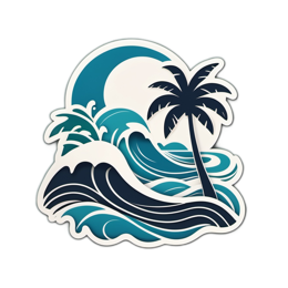 waves palmtree SVG PNG design with clean design elements