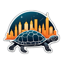 fantasy turtle cityscape SVG PNG design with clean design elements