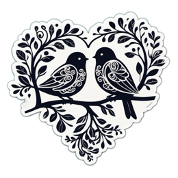 birds nature floral SVG PNG design with clean design elements, black and white floral elements