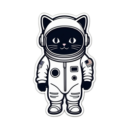 astronaut cat sticker SVG PNG design with clean design elements
