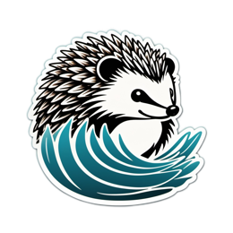hedgehog wave sticker SVG PNG design with clean design elements