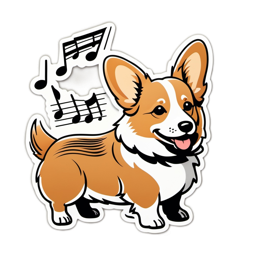 music corgi SVG PNG design with clean design elements