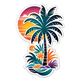 tropical palm sunset SVG PNG design with clean design elements