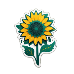 sunflower paper SVG PNG design with clean design elements, red and green floral elements