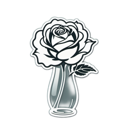 rose vase floral SVG PNG design with clean design elements, black and white floral elements