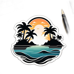 nature sunset island SVG PNG design with clean design elements
