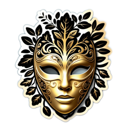 mask gold leaves floral SVG PNG design with floral elements