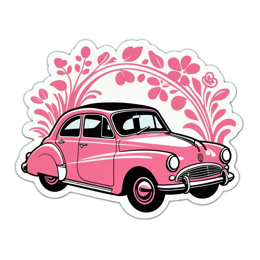 car flowerdesign floral SVG PNG design with clean design elements, black and pink floral elements
