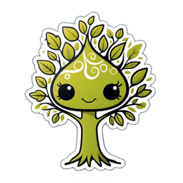 fantasy cute tree SVG PNG design with green floral elements