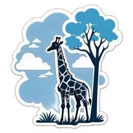 giraffe tree sky SVG PNG design with clean design elements