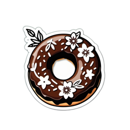 chocolate donut SVG PNG design with white and pink floral elements
