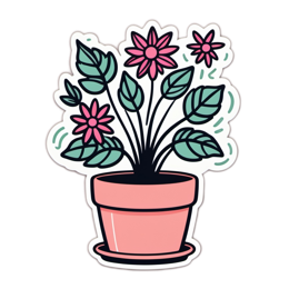 flower plant sticker SVG PNG design with pink and green floral elements