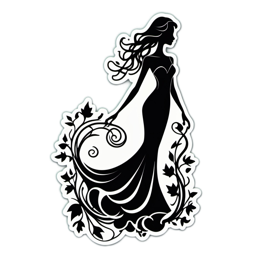fashion silhouette floral SVG PNG design with black and white floral elements