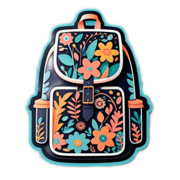 flower backpack SVG PNG design with clean design elements, orange and pink floral elements
