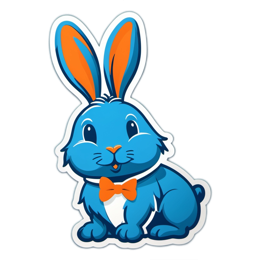 blue bunny sticker SVG PNG design with clean design elements