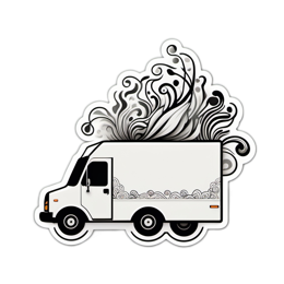 truck floral SVG PNG design with black and white floral elements