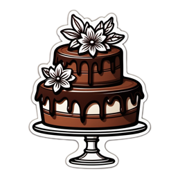 chocolate cake floral SVG PNG design with clean design elements, white and red floral elements