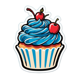 cupcake blueberries cherries SVG PNG design with clean design elements