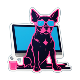 computer dog SVG PNG design with clean design elements
