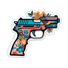 flower pattern handgun SVG PNG design with clean design elements, orange and green floral elements