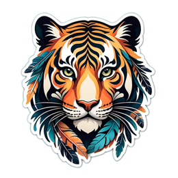 tiger colorful SVG PNG design with clean design elements