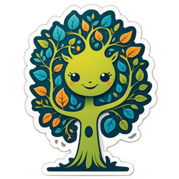 fantasy treecharacter leafdesign SVG PNG design with orange and green floral elements