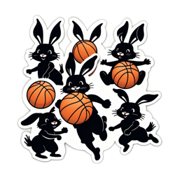 bunnies basketball SVG PNG design with clean design elements