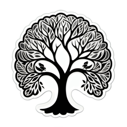 tree black white SVG PNG design with clean design elements