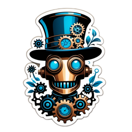 robot vintage steampunk SVG PNG design with clean design elements