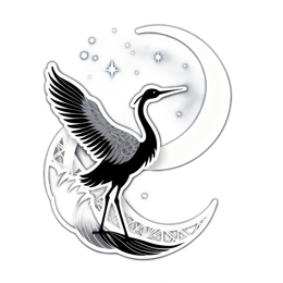 fantasy crane moon SVG PNG design