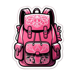 backpack sticker floral SVG PNG design with clean design elements, pink floral elements