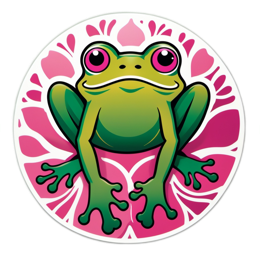frog floral SVG PNG design with clean design elements, pink and green floral elements