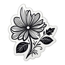 flower blackwhite sticker SVG PNG design with clean design elements, black and white floral elements