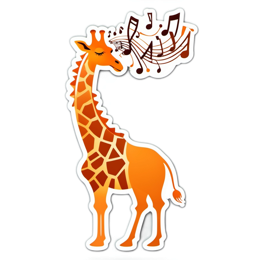 giraffe music sticker SVG PNG design with clean design elements