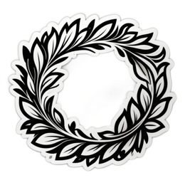 leaf wreath sticker floral SVG PNG design with clean design elements, black and white floral elements