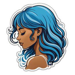 artistic blue hair SVG PNG design with clean design elements