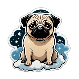 pug clouds stars SVG PNG design with clean design elements