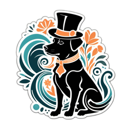 dog hat floral SVG PNG design with black and orange floral elements