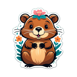 sticker cartoon flower SVG PNG design with orange and pink floral elements