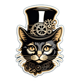 cat steampunk SVG PNG design with clean design elements