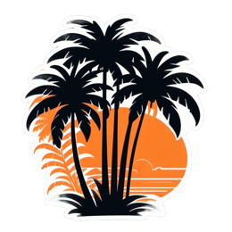 sunset palms SVG PNG design with clean design elements