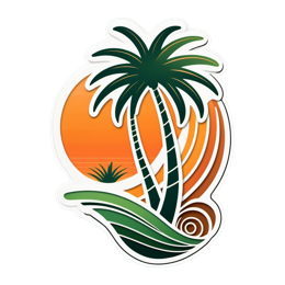 sunset palm trees SVG PNG design with clean design elements