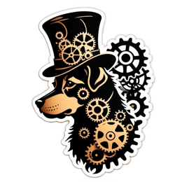 steampunk dog SVG PNG design with clean design elements
