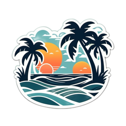 seascape sunset SVG PNG design with clean design elements