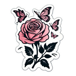 flower butterflies SVG PNG design with clean design elements, black and pink floral elements