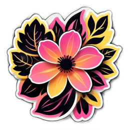 flower leaves SVG PNG design with clean design elements, black and pink floral elements