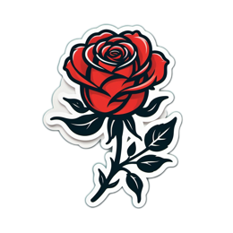 rose sticker floral SVG PNG design with clean design elements, black and red floral elements
