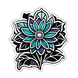 flower colorful SVG PNG design with clean design elements, black and purple floral elements