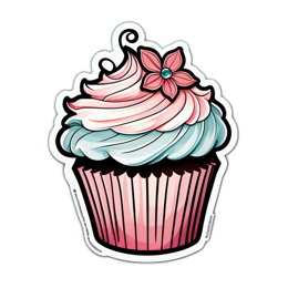 cupcake frosting flower SVG PNG design with white and pink floral elements
